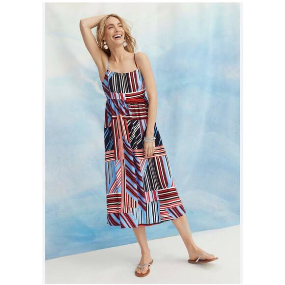 NWT Maurices Americana Striped Midi Dress Size Medium - Picture 1 of 4